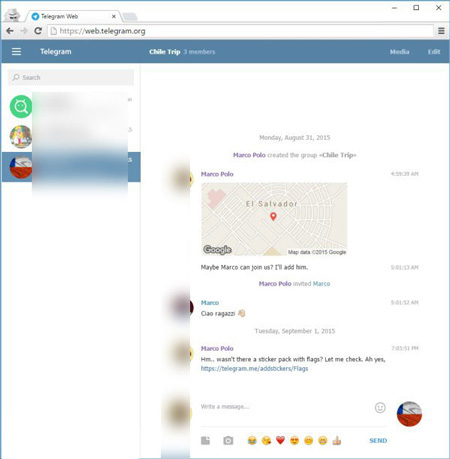 مرورگر اینترنتی, گرفتن خروجی PDF از مکالمات تلگرام