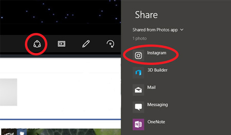 ینستاگرام , اپلیکیشن photos ویندوز 10 