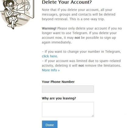 حساب کاربری تلگرام , حذف حساب کاربری تلگرام