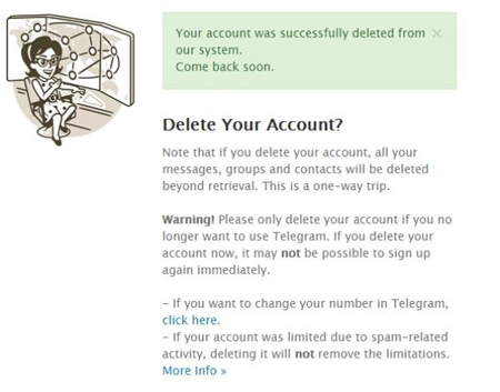 حساب کاربری تلگرام , حذف حساب کاربری تلگرام