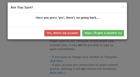 حساب کاربری تلگرام , حذف حساب کاربری تلگرام